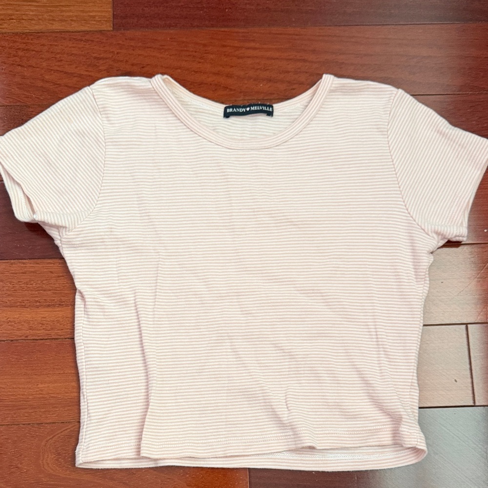 Brandy Melville Light Pink Striped Tee